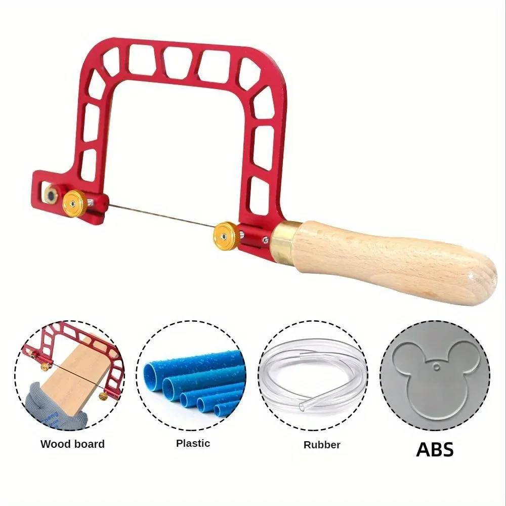 Woodworking Coping Saw Aluminum Alloy Frame Fret Saw with Replacement Blades Set for Jade Stone Ceramic Glass Wood Metal Cutting