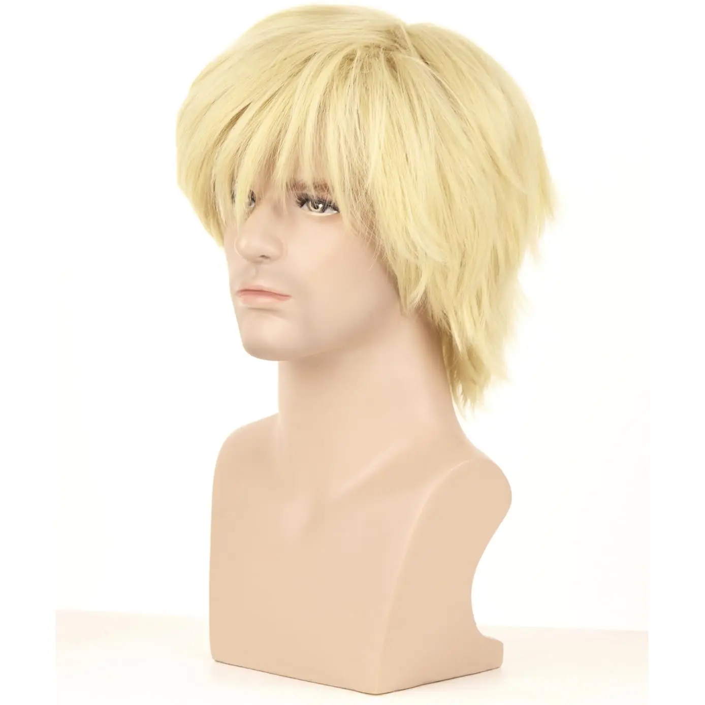 Blonde Männer Perücken für Jungen mit Pony 12 ''kurze synthetische Perücke für Halloween Cosplay Party Perücken