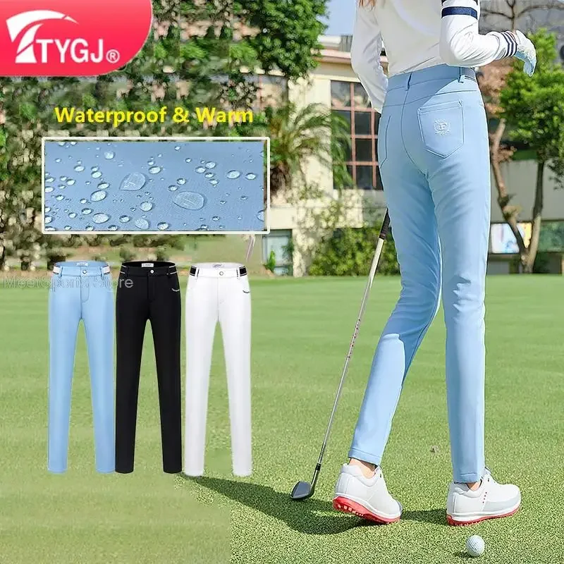 Ttygj Plus Velvet Ladies Slim Trousers Autumn Winter Golf Pants Women Waterproof Sports Tennis Pants Warm Long Trousers XS-XXL