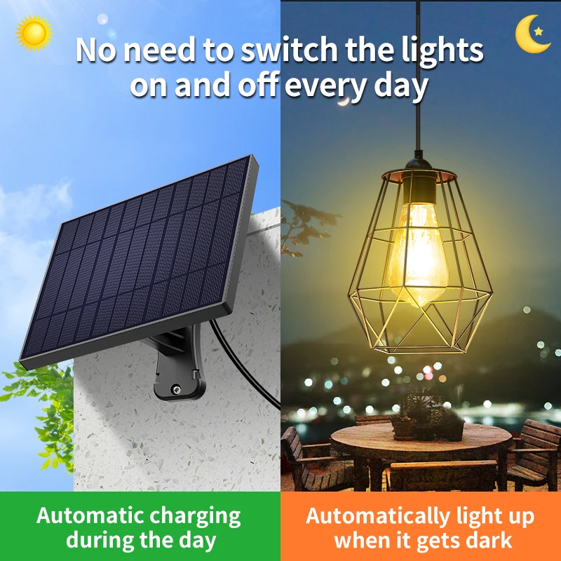 Intelamp Long Life Solar Shed Light 4000mAh Pendant Light With 16.4FT Cable Hanging Light For Yard Gazebo Barn Chicken Coop