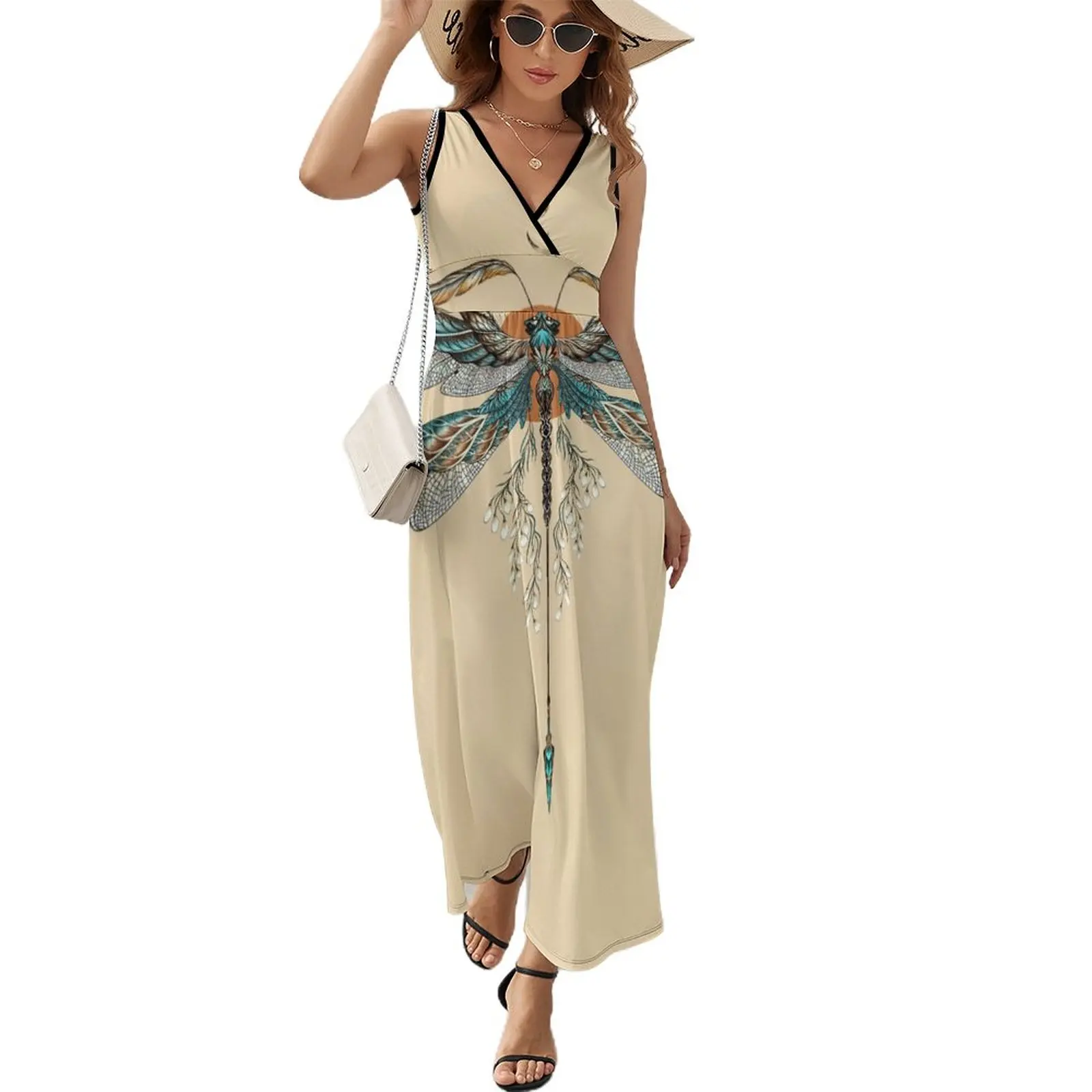 

Dragon Fly Tattoo Sleeveless Dress summer clothes for women purple dress