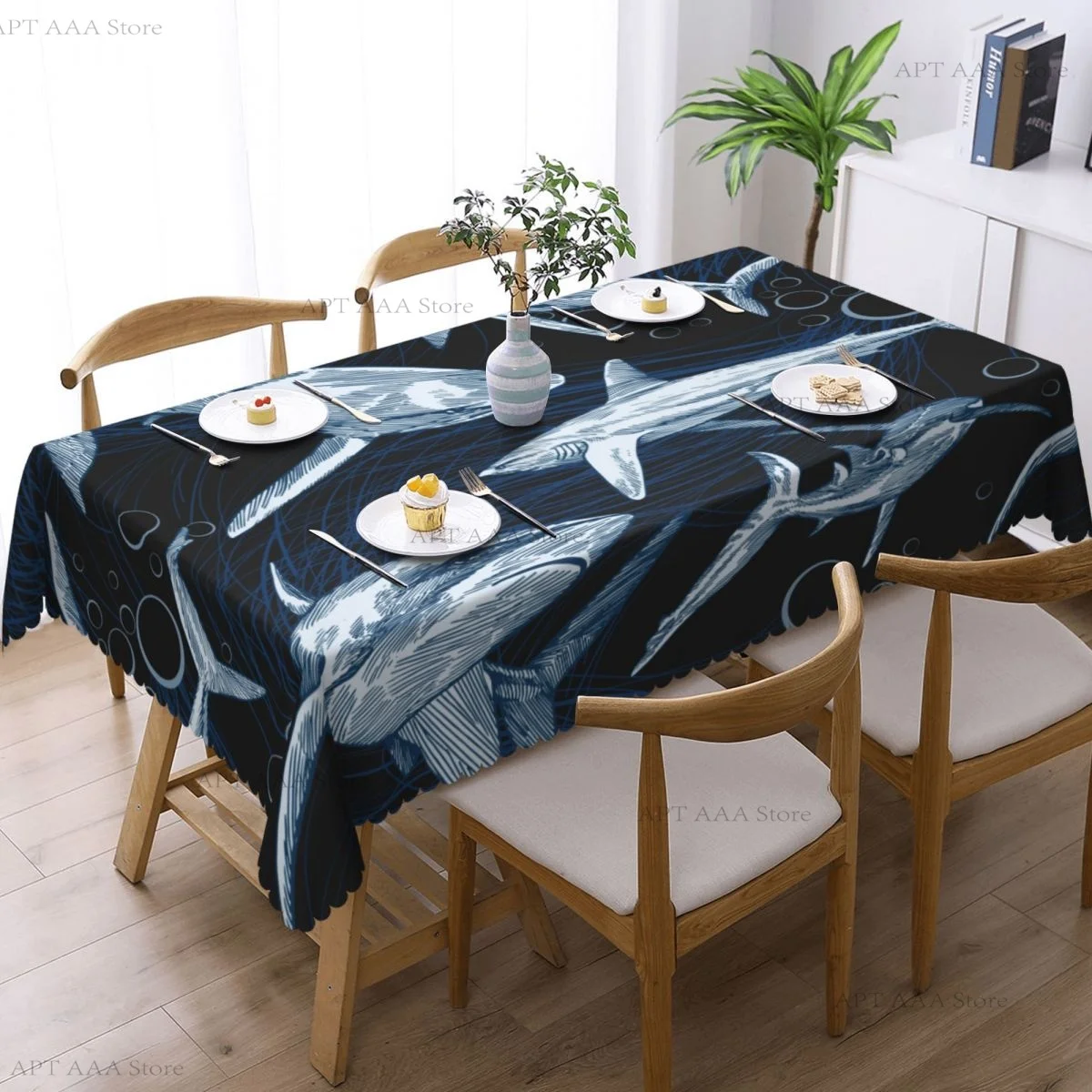 

Underwater Sea Shark Anti-stain Tablecloth rectangular Party Classic Waterproof