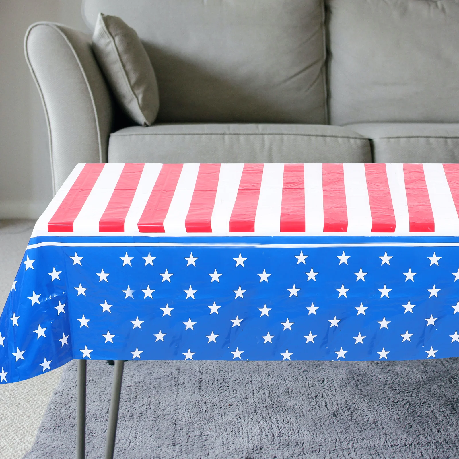 

Patriotic 4th of July Tablecloth Independence Day Decorative Cover Large Cozy Atmosphere Family Friends Gathering