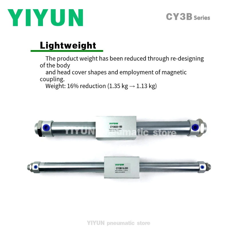 

CY3B6H CY3B10H CY3B15H CY3B20H CY3B25H CY3B32H CY3B40H CY3B50H CY3B63H-100 200 300 400 500 1000 YIYUN Бесштоковый цилиндр CY3B