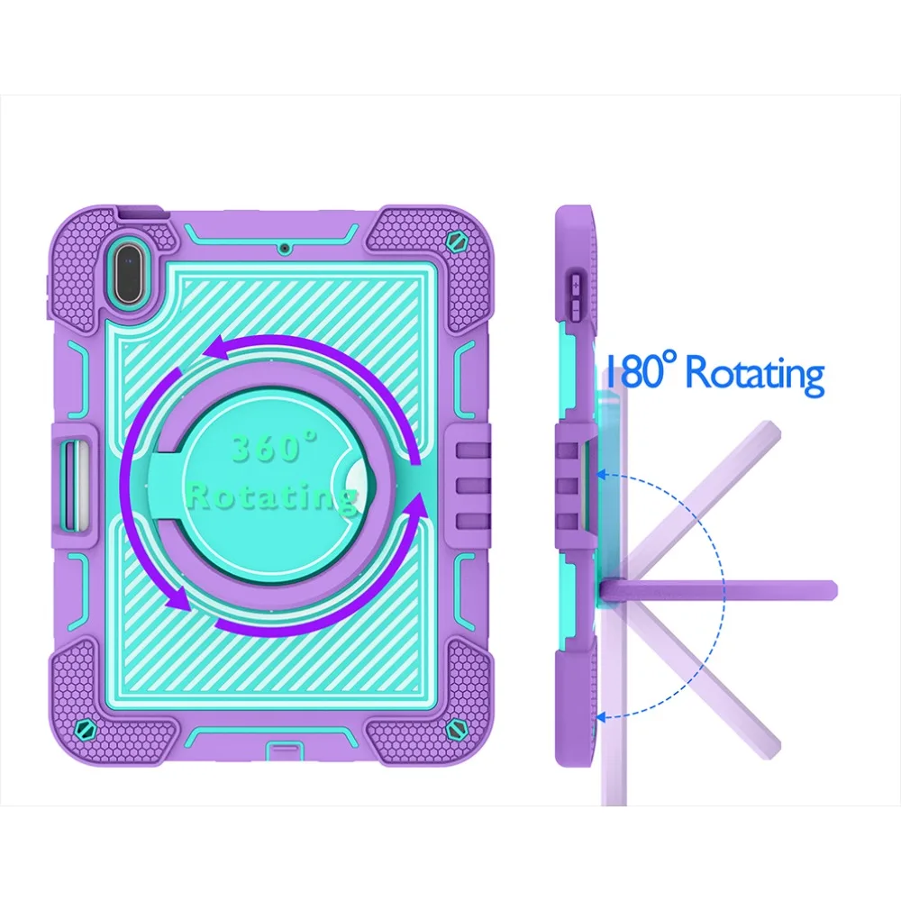 حافظة تابلت لجهاز iPad 10th 10.9 بوصة (2022) وiPad 11th (A16) 11 بوصة (2025)، مع حامل دوار وحزام كتف قابل للتعديل #3