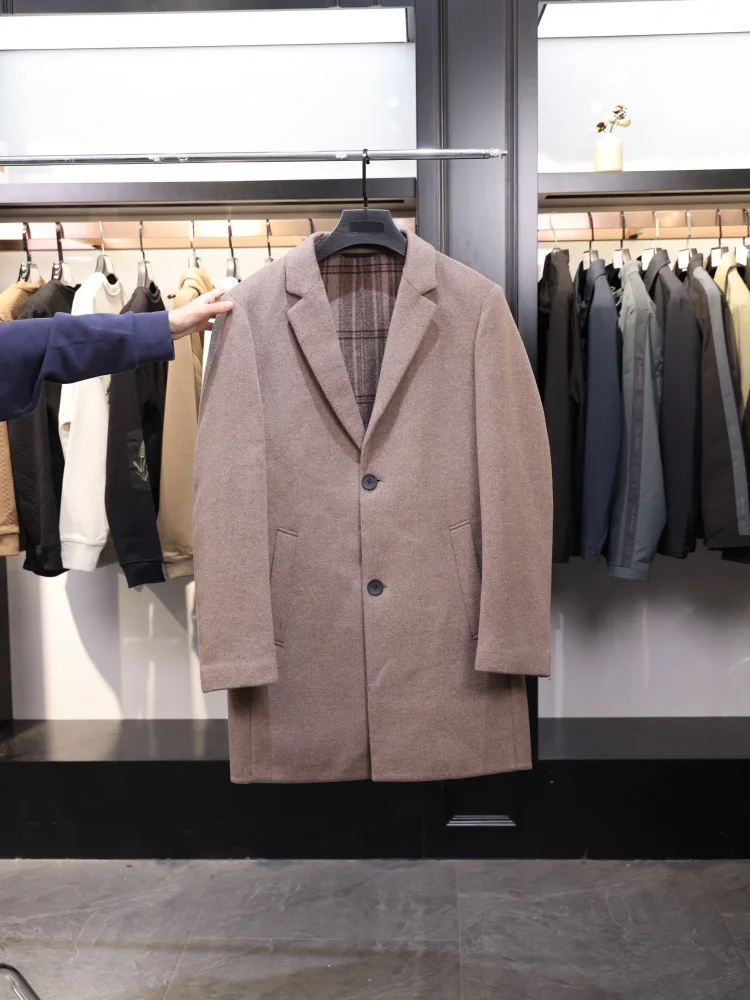 

Double-Sided Woolen Men's Coat Warm And Fine Buttons Autumn Winter Faionable All-Match Stand Fit Ci Sle Regular Length