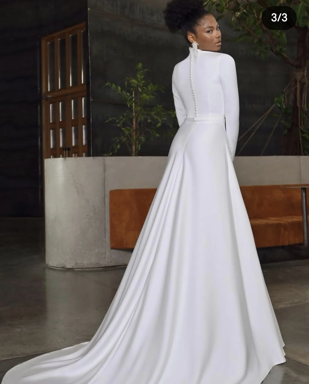 カスタマイズ対策 2025 ハイネック長袖マーメイドソフトサテンのウェディングドレスビーズパールエレガントなvestidosデノビアシビル