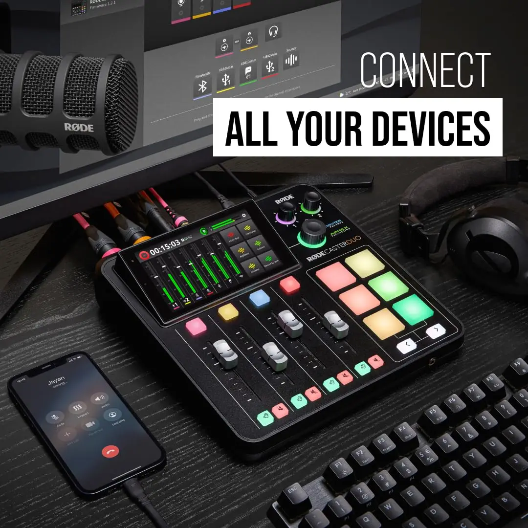 RODE-Caster Duo Professional Streaming Mixer, Live Broadcast, Placa de Som Externa, Wireless, GO II
