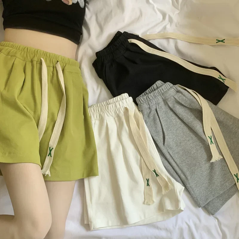 Nuove donne estate moda pantaloncini sportivi colorati signora concisa confortevole pantaloni larghi a gamba larga pantaloni a vita alta per il tempo libero femminile