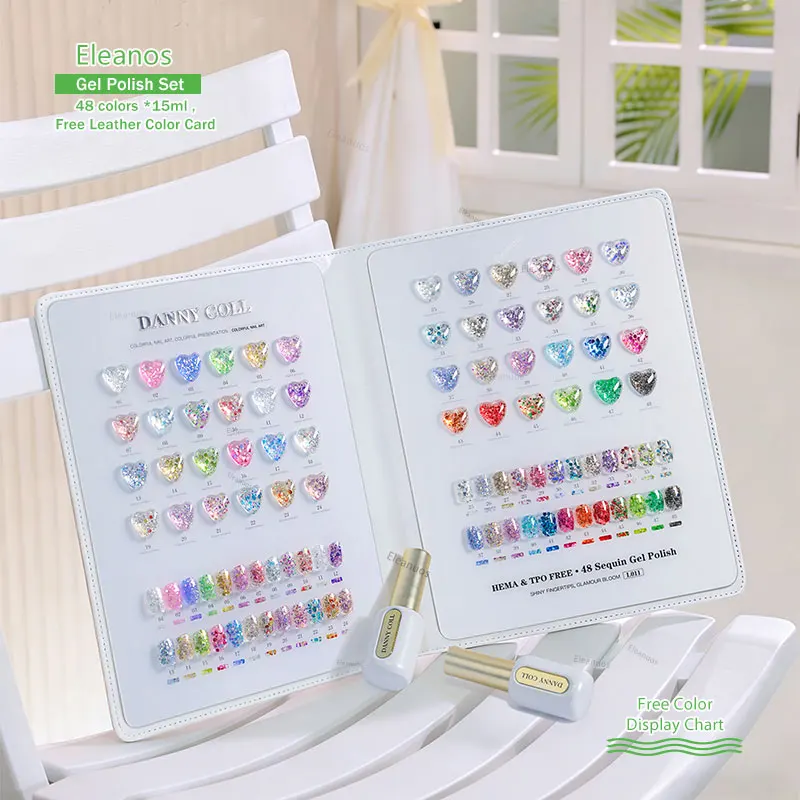 

Набор гель-лаков Dannycoll Iridescent с блестками, 48 шт. по 15 мл, с цветовой палитрой, полуперманентный УФ-гель-лак для ногтей, снимаемый замачиванием