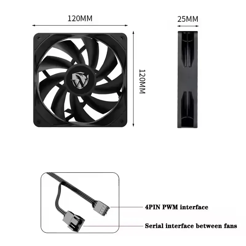 ICE Whale IW-12025 120mm Cooling Fan 4Pin PWM Temperature Control 2000RPM High air volume Mute CPU Cooler Radiators PC Case Fan