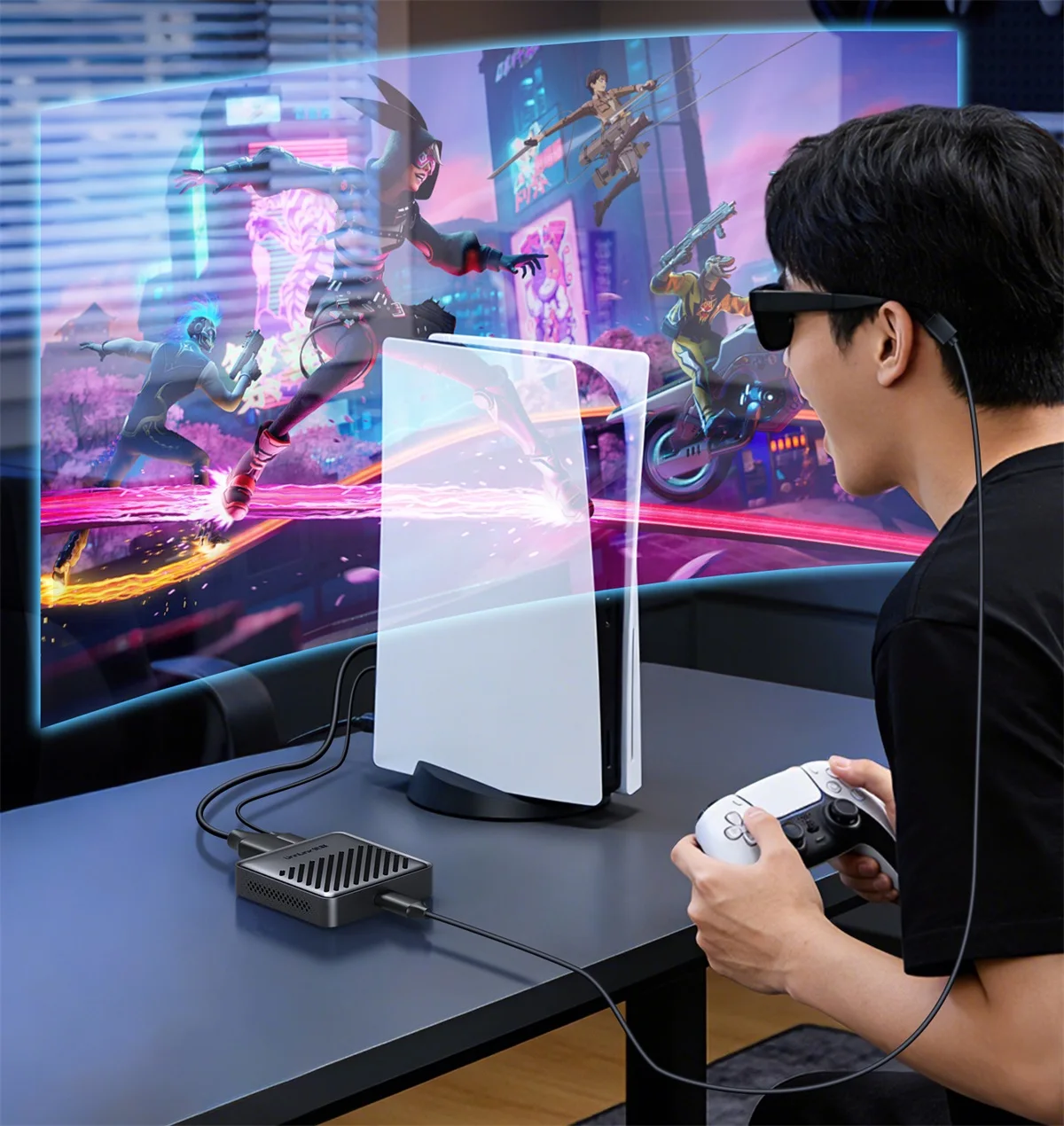 Unnlink HDMI zu USB-C AR-Brillen-Konverter für PS5 PS4 Switch2 Xbox zu Xreal Rokid Rayneo USB-C Tragbarer Bildschirm – Detail 3