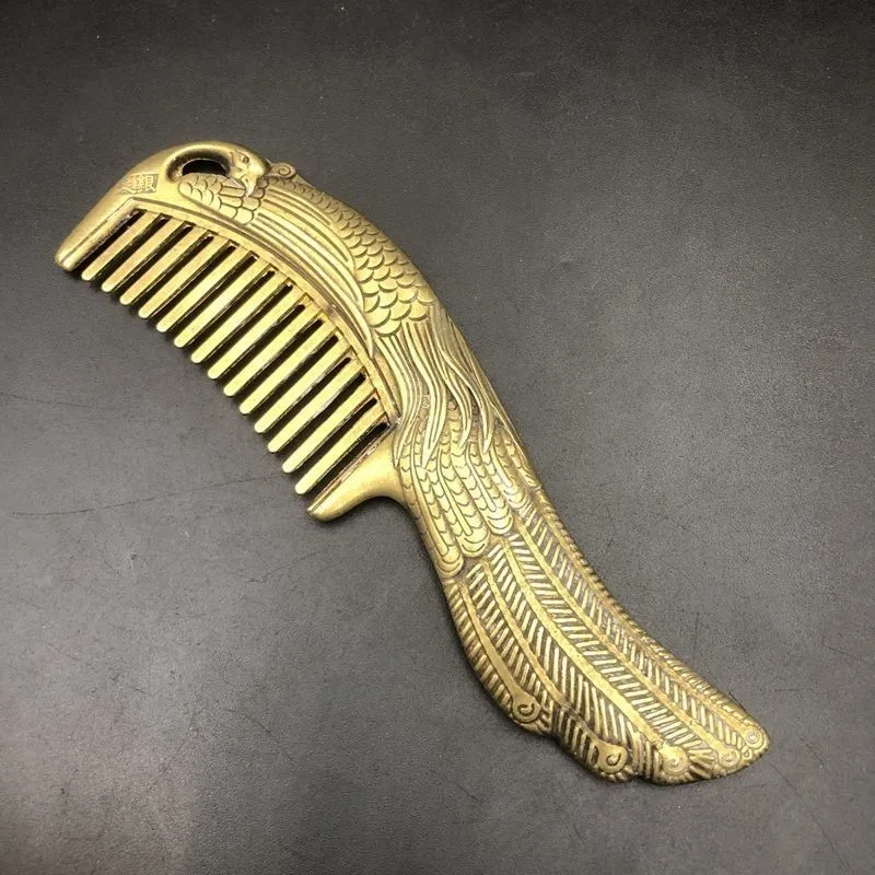 

Vintage Brass Peacock Phoenix Comb Chinese Style Home Decor Craft Ornament