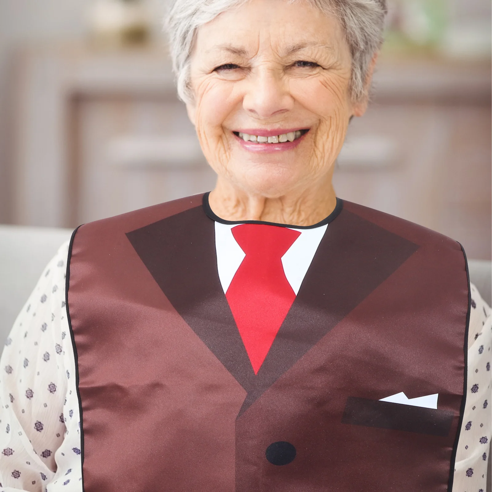 

2Pcs Polyester Adult Bibs Waterproof Eating Apron for Elderly Patient Comfortable Fit Quick Fasten Back Button Meal Time