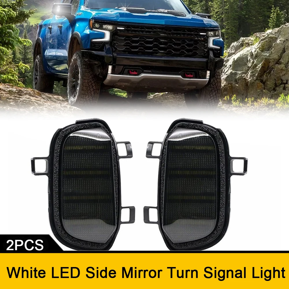 

For GMC Sierra 1500 2019-2023 Chevrolet Silverado 1500 LTD Side Mirror LED Puddle Light Daytime Running Parking Lamp 6000K