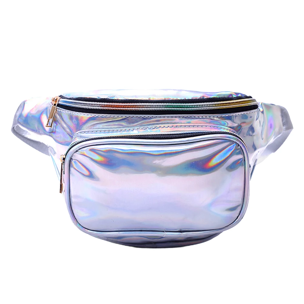 

Colorful Sequin Pocket Fanny Pack Reflective PU Waist Pouch Shoulder Bag Chest Pouch for Women Ladies Outdoor Travel (