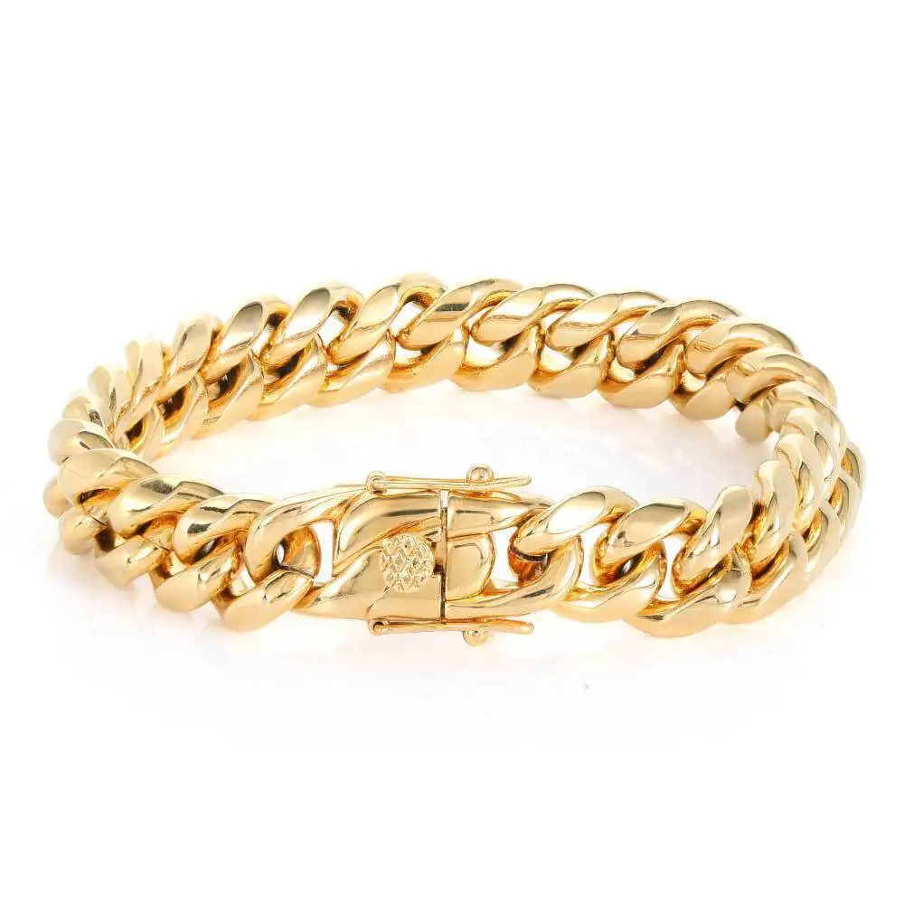 Ables Chic Dragon Head Dense Curb Chain Men Bracelet Hip Hop18K Gold Plated Stainless Steel