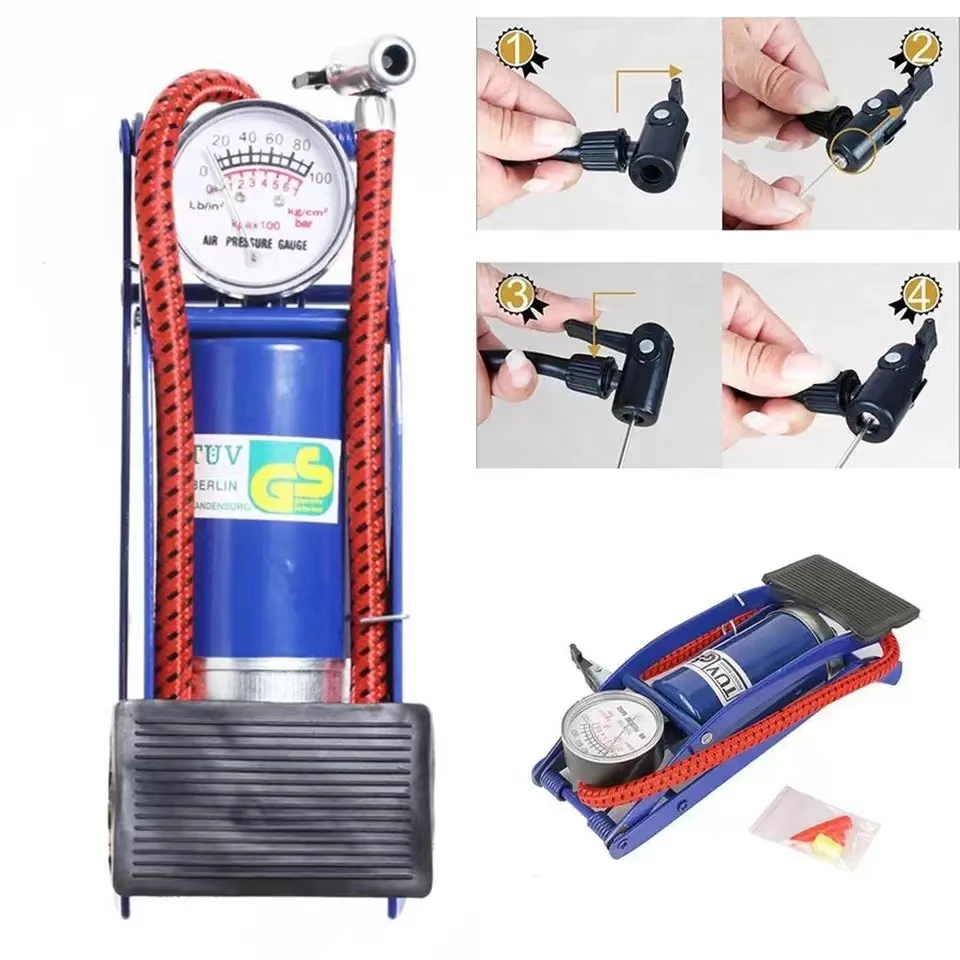 Car Tyre Air Compressor Foot Air Pump Mini Air Compressor Pump Car Pump 100PSI Nozzle Car Inflator Accessories