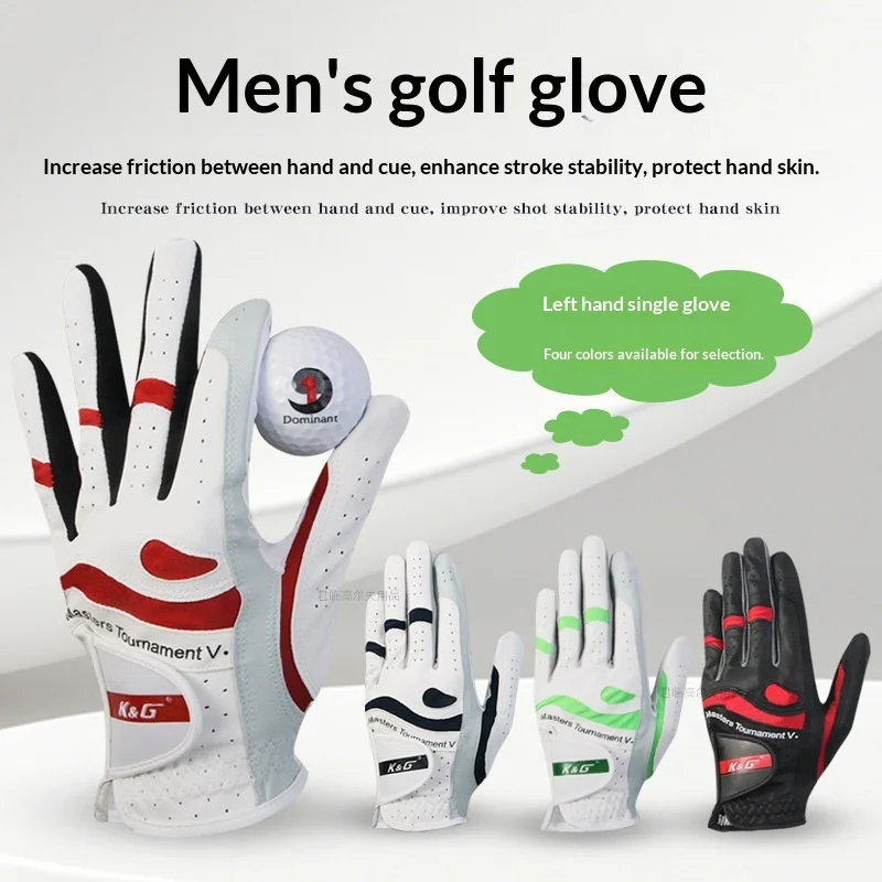 Men's golf glovesPUFabric with breathable holes on the back, comfortable single left-hand practice glove