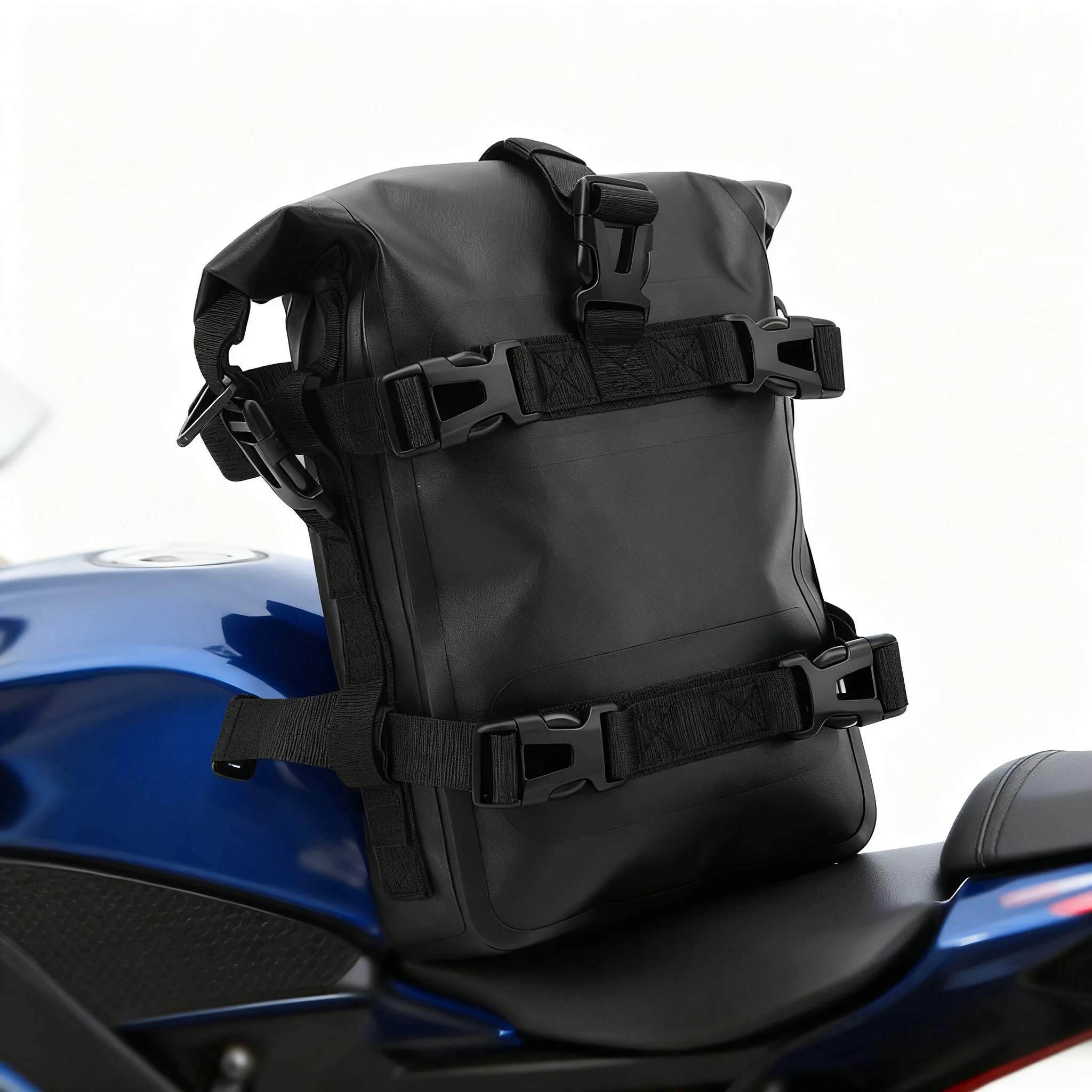 

1pc Black Universal Motorcycle Tail Bag Waterproof Quick Release Side Pocket Large Capacity Crash Bag for Travel