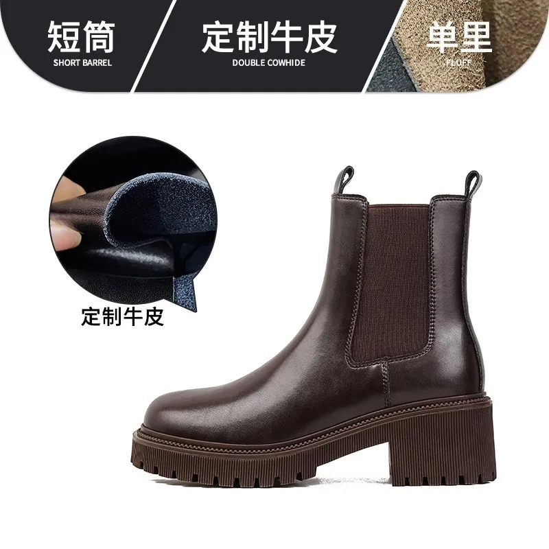 2024 European and American Women\'s Fashion New Style with Velvet Thick Bottom Short Boots    5526