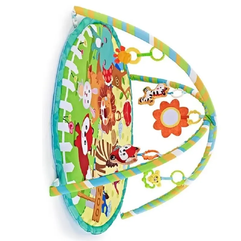 WOWFU-alfombrilla redonda para gatear con marco de Fitness multifuncional, manta de juego de rompecabezas para bebé de 0 a 12 meses