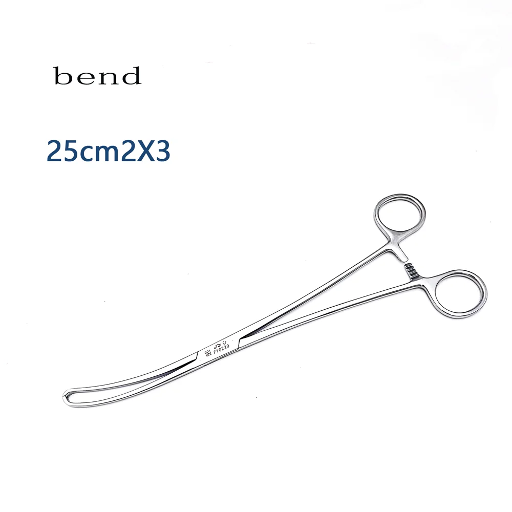 Zhangjiagang-Medical aço inoxidável Alicerces cervicais, Bend reta, Fórceps, 25cm