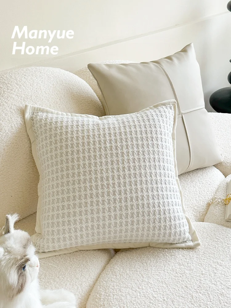 

Nordicins Style Pillowcase with Core Included Creamy Color Sofa Pillow Headboard Cushion Home Decor Pure Color Bedroom Use