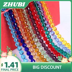 96Faceted Glass Round Ball 6/8/10/12mm Crystal Loose Spacers Beaded for DIY Making Charms Women Jewelry Accessories Craft Beads