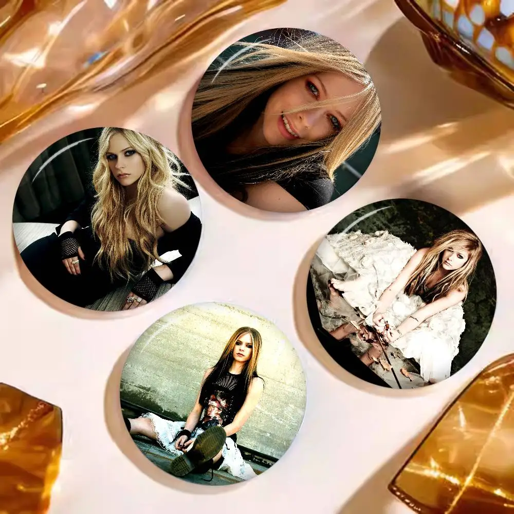 Singer A-Avril L-Lavigne Cartoon Brooches Anime Badge Round Handmade Brooch Lapel Pins Jewelry for Backpack Clothes Gifts