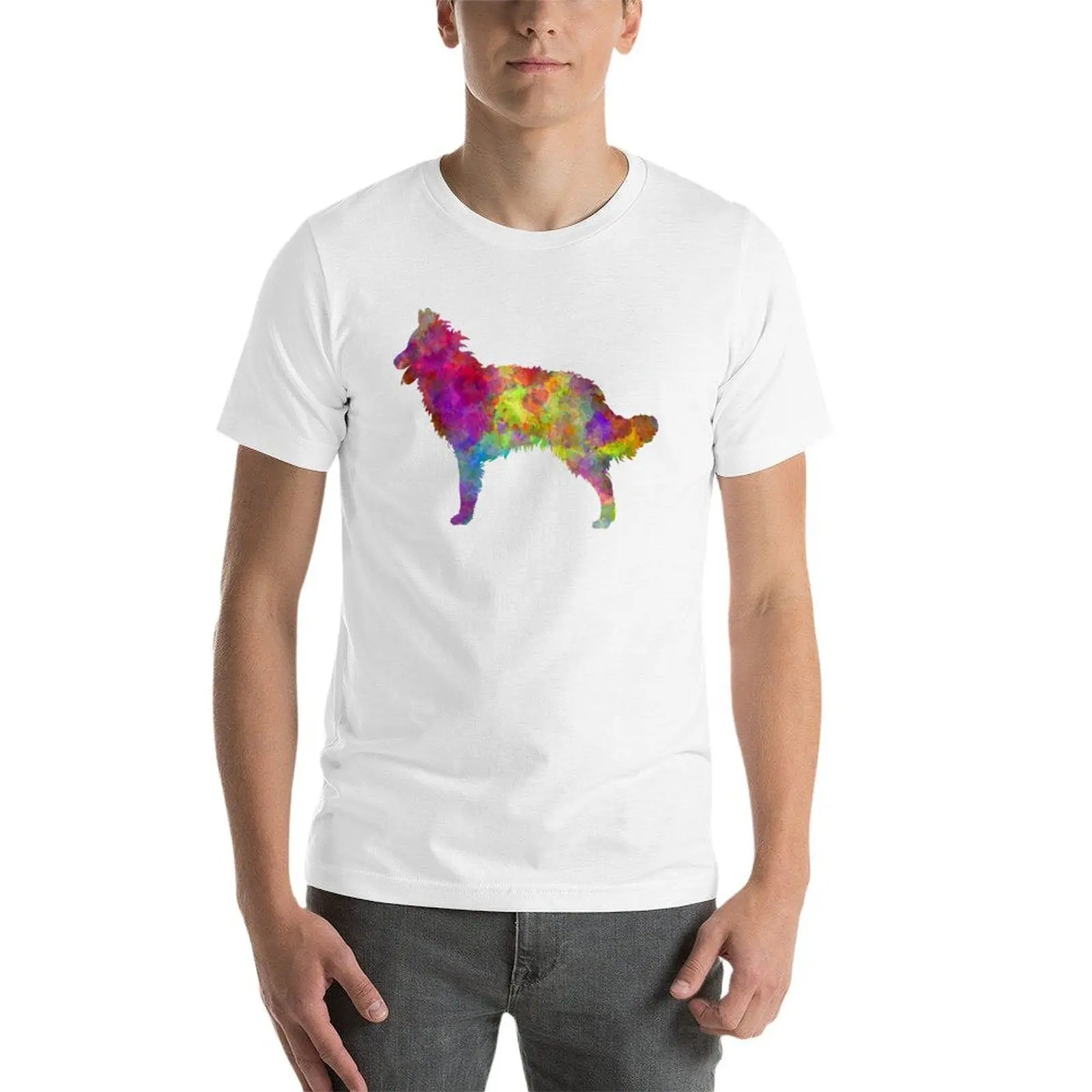 قميص جرافيك عادي رجل تي شيرت تي شيرت Mudi رجل ألوان مائية قميص قطن رجل مضحك تي في ل t