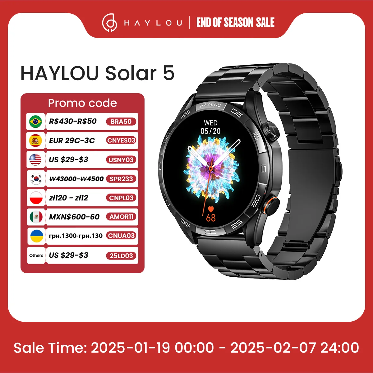 HAYLOU Solar 5 Voice Calling Smartwatch 1.58'' AMOLED Display 60Hz Smart Watch 24H Health Monitoring Sports Smartwatch for Men