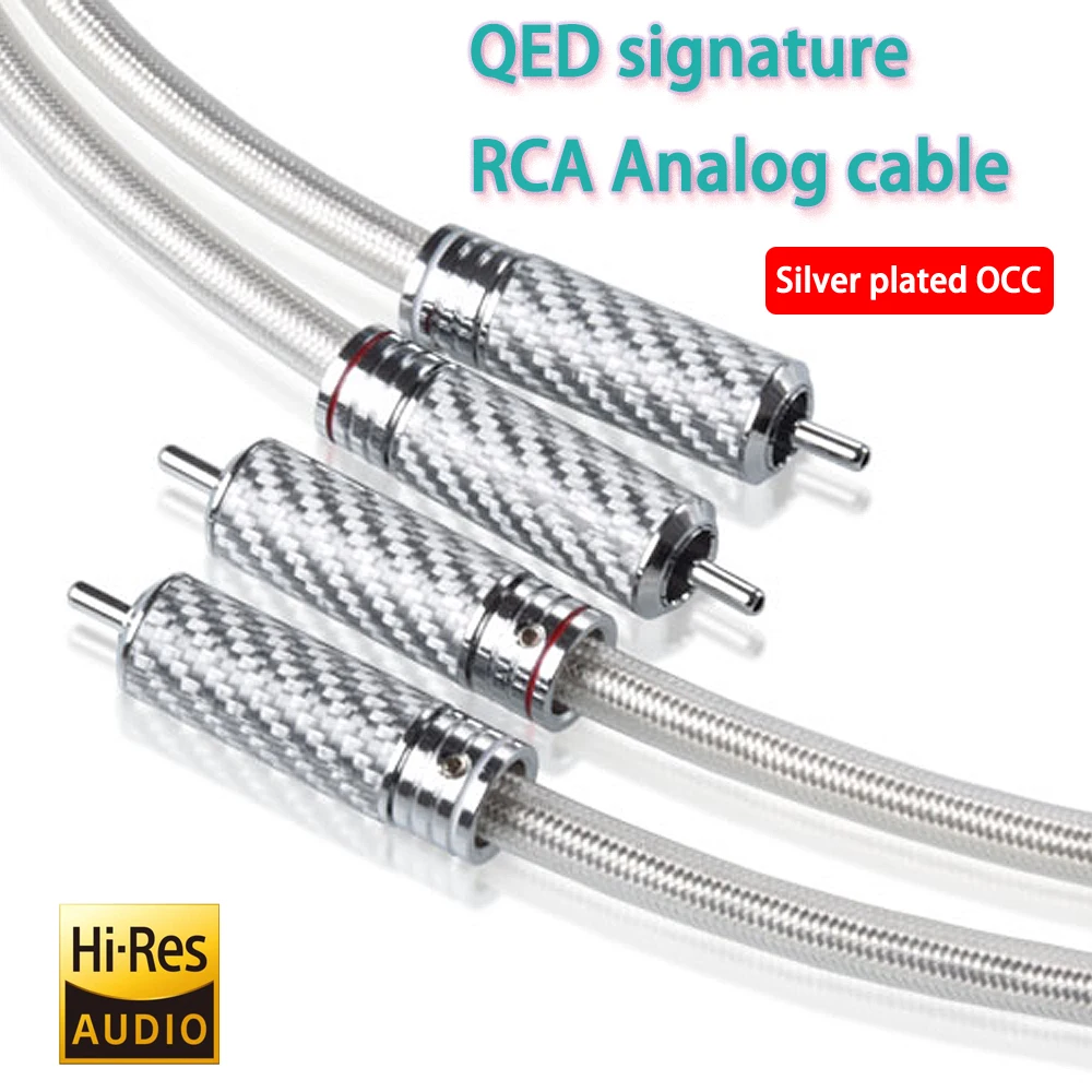 Pair QED Signature HiFi RCA Audio Cable  2 RCA Male to 2RCA Male Cable for Amplifier Mixer Speaker