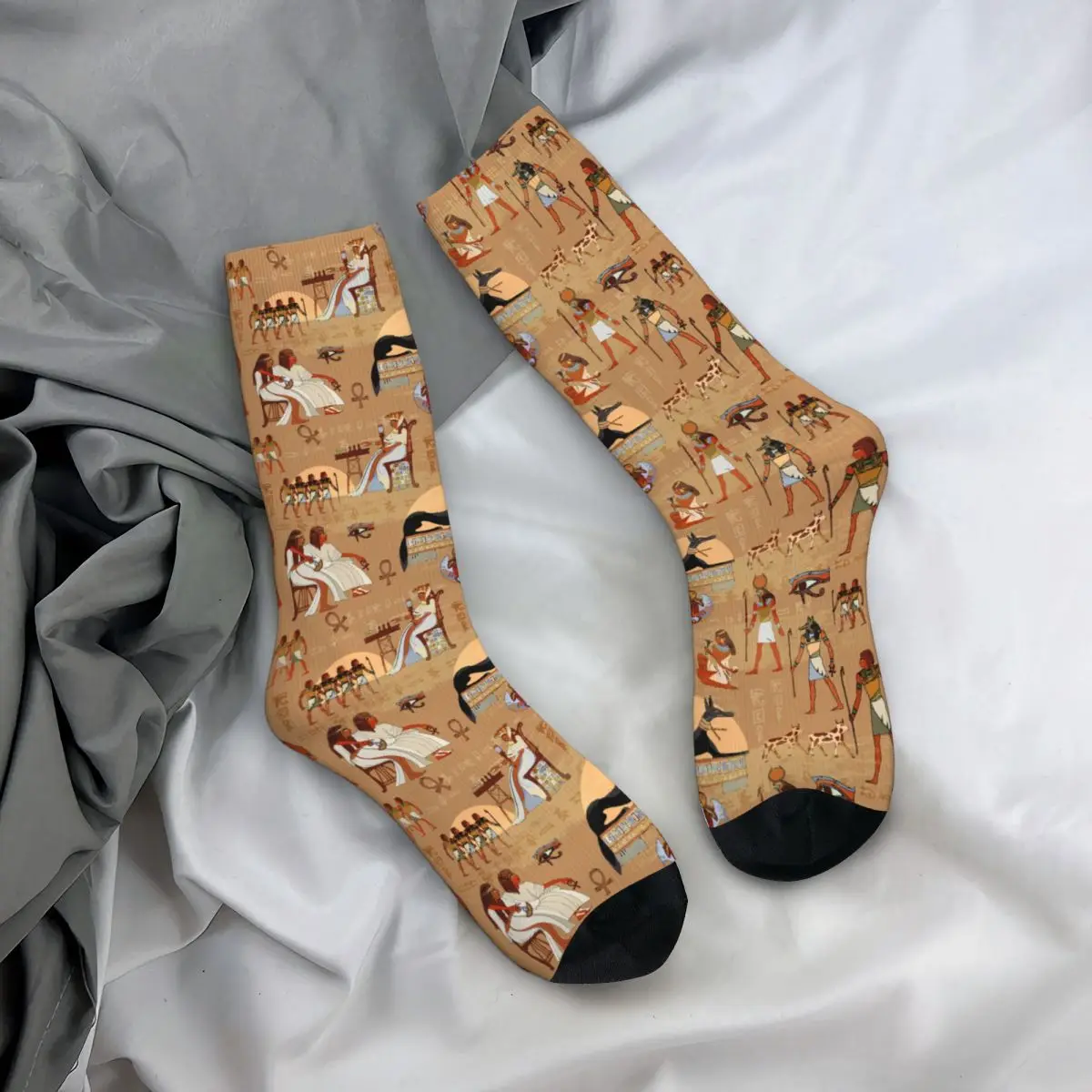 Harajuku Women's Socks Mural Ancient Egypt Accessories Cute Vintage Egypt Gods and Pharaohs Sport Socks All Seasons