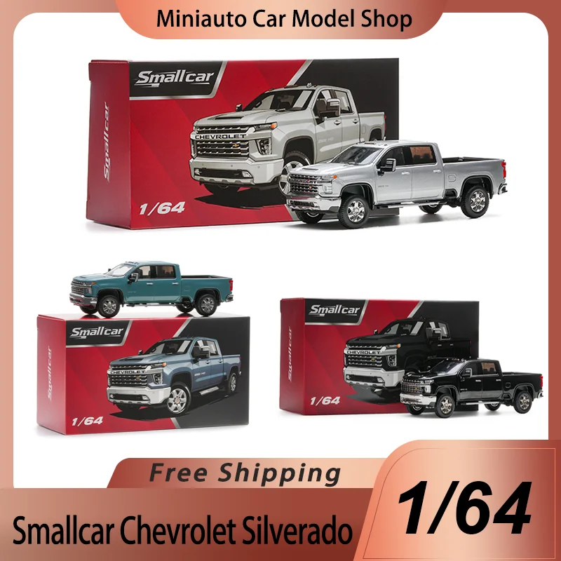 Novo em estoque smallcar 1:64 chevrolet silverado pcikup liga em miniatura chevrolet captador diecast modelo carro brinquedos crianças ornamento presente