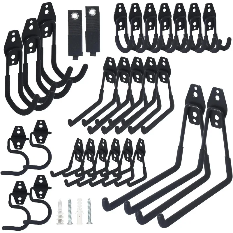 

28 Pack Steel Heavy Duty Garage Hooks Storage Hooks with Anti-Slip Coating, Utility Garage Wall Mount Hanger and Organizer for B