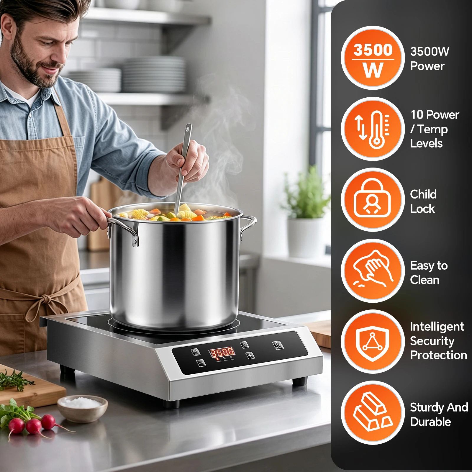 3500W Commercial Induction Cooktop 2
