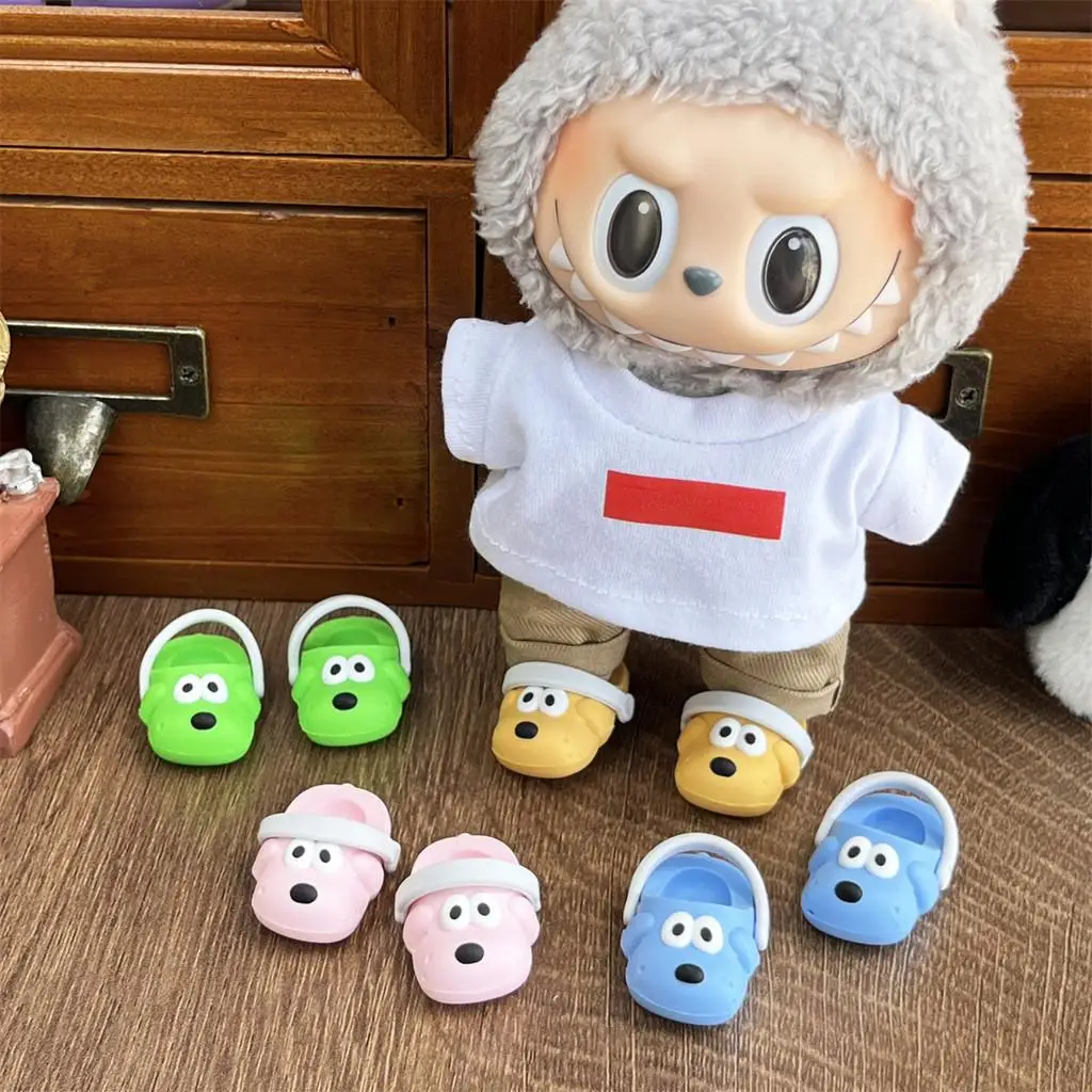 HF Baby shoes 17cm labubu shoes puppy dog slippers labubu doll pendant hole shoes photo props accessories #