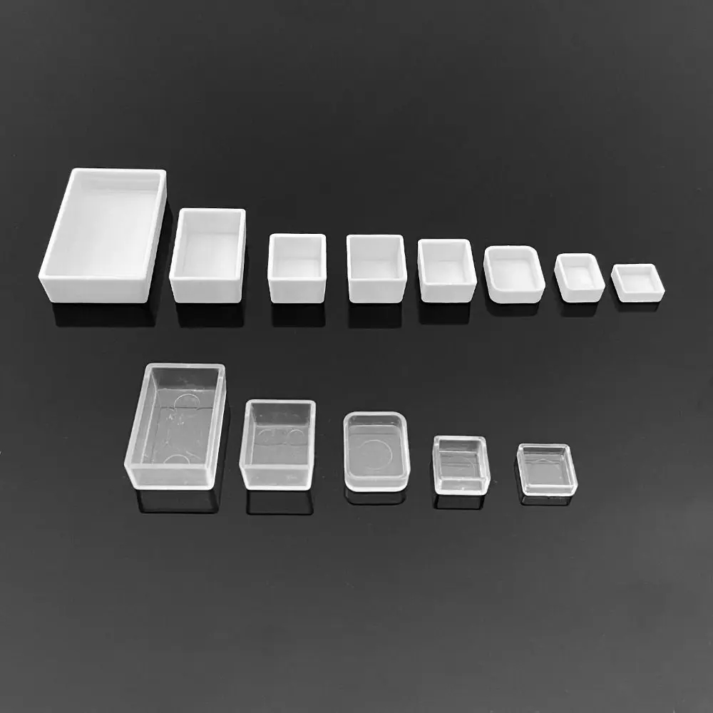 5/20/50pcs Plastic Pigment Box White Transparent Rectangle Empty Half Tiny Pans Mini Size Paint Pans DIY Watercolor Oil Painting
