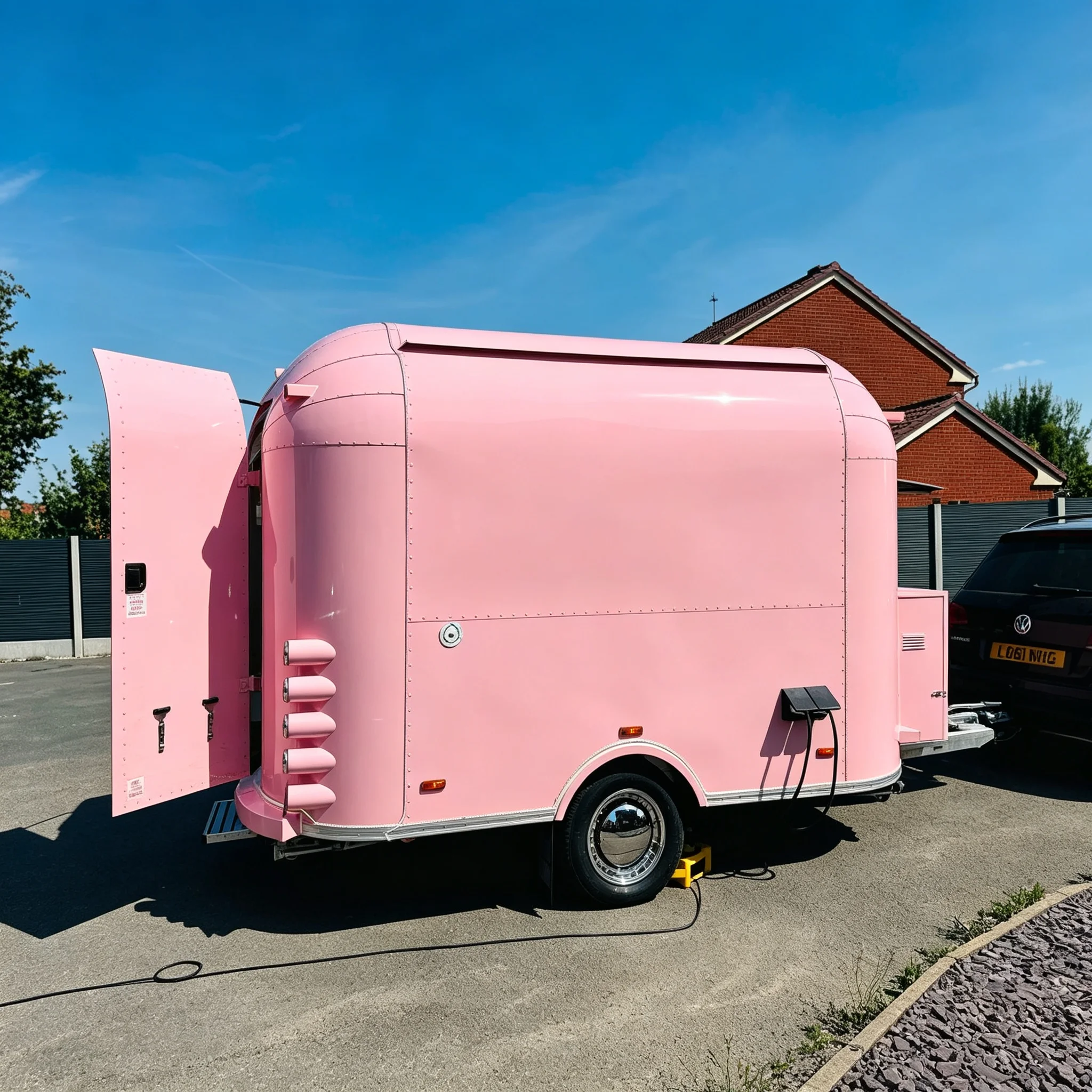 Stylish Towable Mobile Trailer,Dessert Kiosk with Spacious Serving Counter for Cupcake,Macaron,Cookie,Cheesecake & Pastry Retail