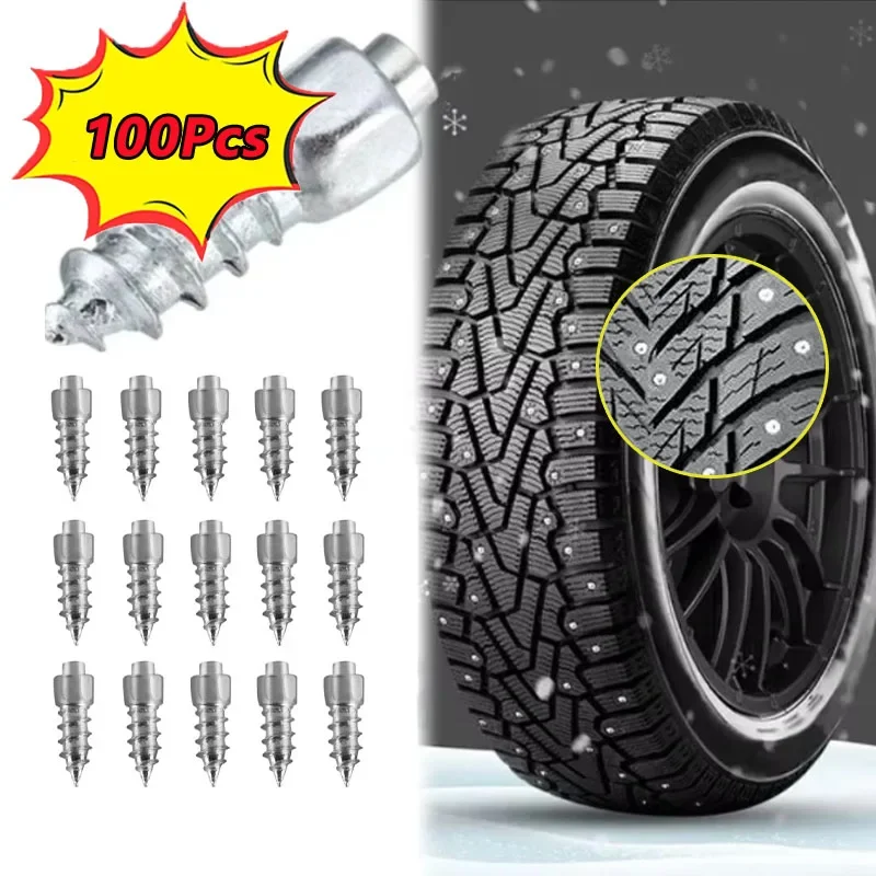 100PCS Winter Wear-resistant Tungsten Steel Anti-skid Tyre Studs Snow Solid Anti-skid Studs Multi-purpose Car Accessories