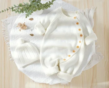 Spersonalizowana jesienna nowa dziecięca bluza z kapturem z długim rękawem, dzianinowy kombinezon dla noworodka w jednolitym kolorze