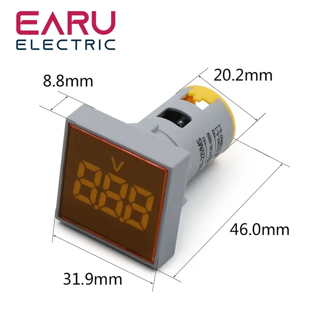 Digital 22mm AC 20-500V Volt 0-100A 20-75HZ Voltmeter Ammeter Amp Current Hertz HZ Voltage Meter LED Indicator Lamp Pilot Light