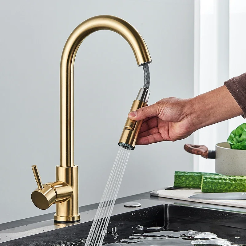 Brushed Gold Touch Sensor Kitchen Faucets Sensitive Smart  Control Faucet Mixer Tap     Taps