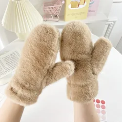 Winter Furry Warm Gloves Designer Brand Thick Plush Gloves for Women New in Simple Solid Luxury Fashionable Finger Glove