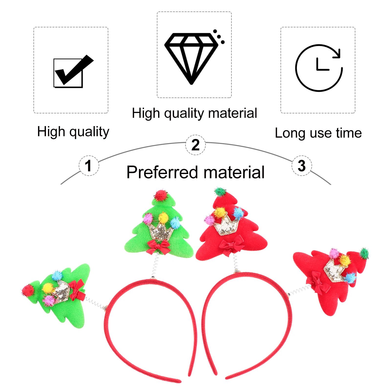 

2pcs Christmas Tree Hair Hoop For Girls Red Xmas Headband Holiday Party Accessory Lightweight Creative Family Gift Children