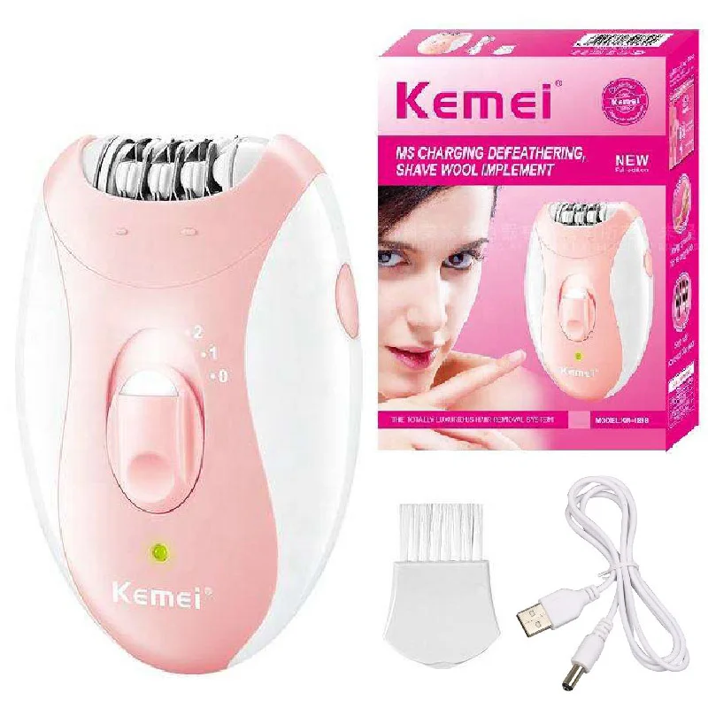 Kemei Rechargeable Women Epilator Electric Facial Body Hair Remover Bikini Trimmer Rotary Female Epilator For Face Leg With