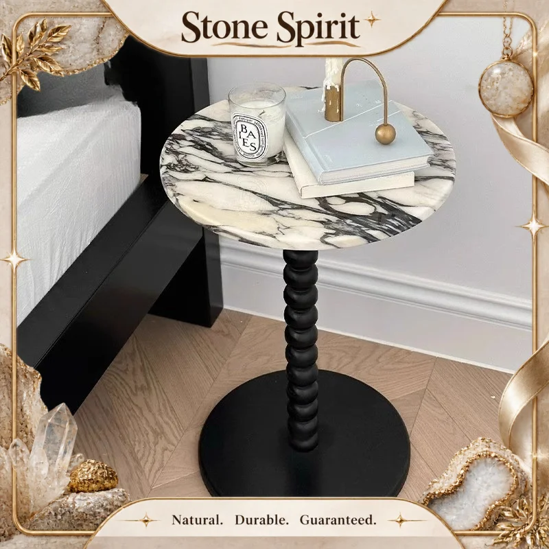 【Natural】Vintage DIY Side Table Small Coffee Table for Living Room Bedroom Balcony