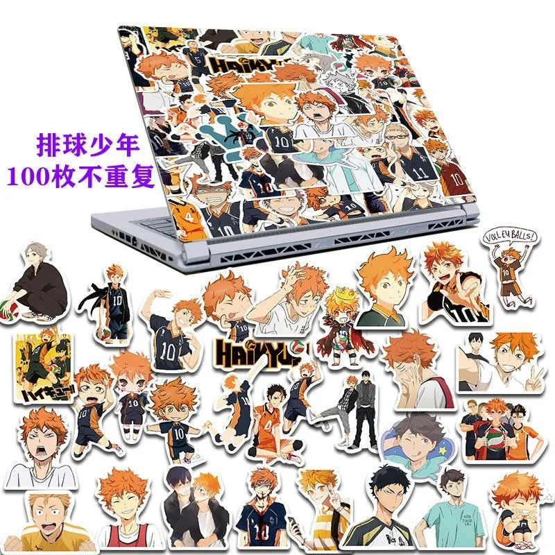 Haikyu!! Kawaii handbook stickers drawing anime peripheral cartoon Hinata Xiangyang mobile phone case DIY luggage sticker gift