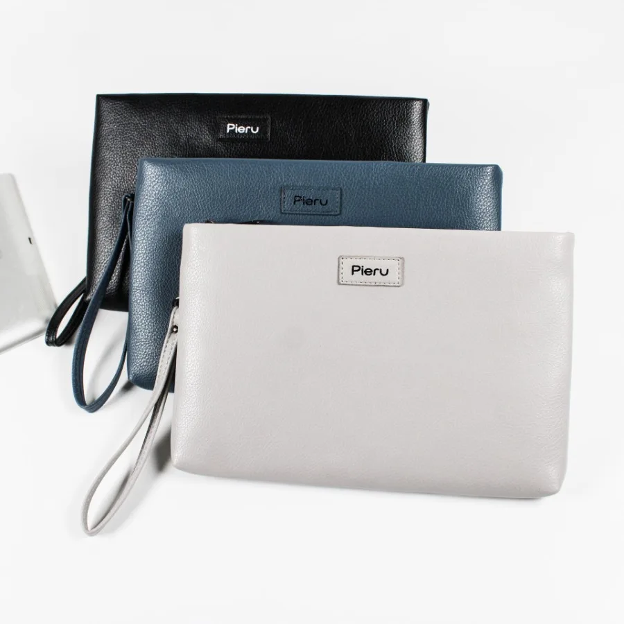 

【New style】New fashionable men's business financial zipper multifunctional lychee pattern soft leather texture large capacity c